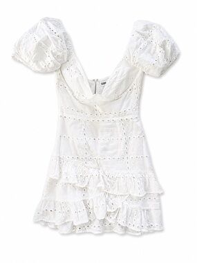 Sabo Skirt White Eyelet Puff Sleeve Mini Dress